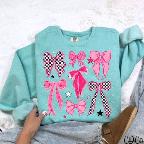 Pink And Checkers Bow - 7626 DTF