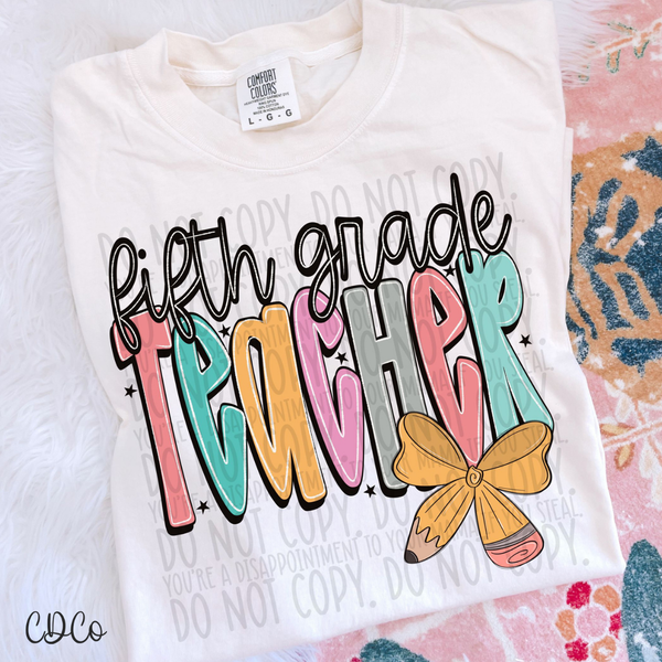 Pencil School Bows Teacher 1/2 DTF