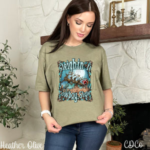 Sleighin It Cowboy Style DTF