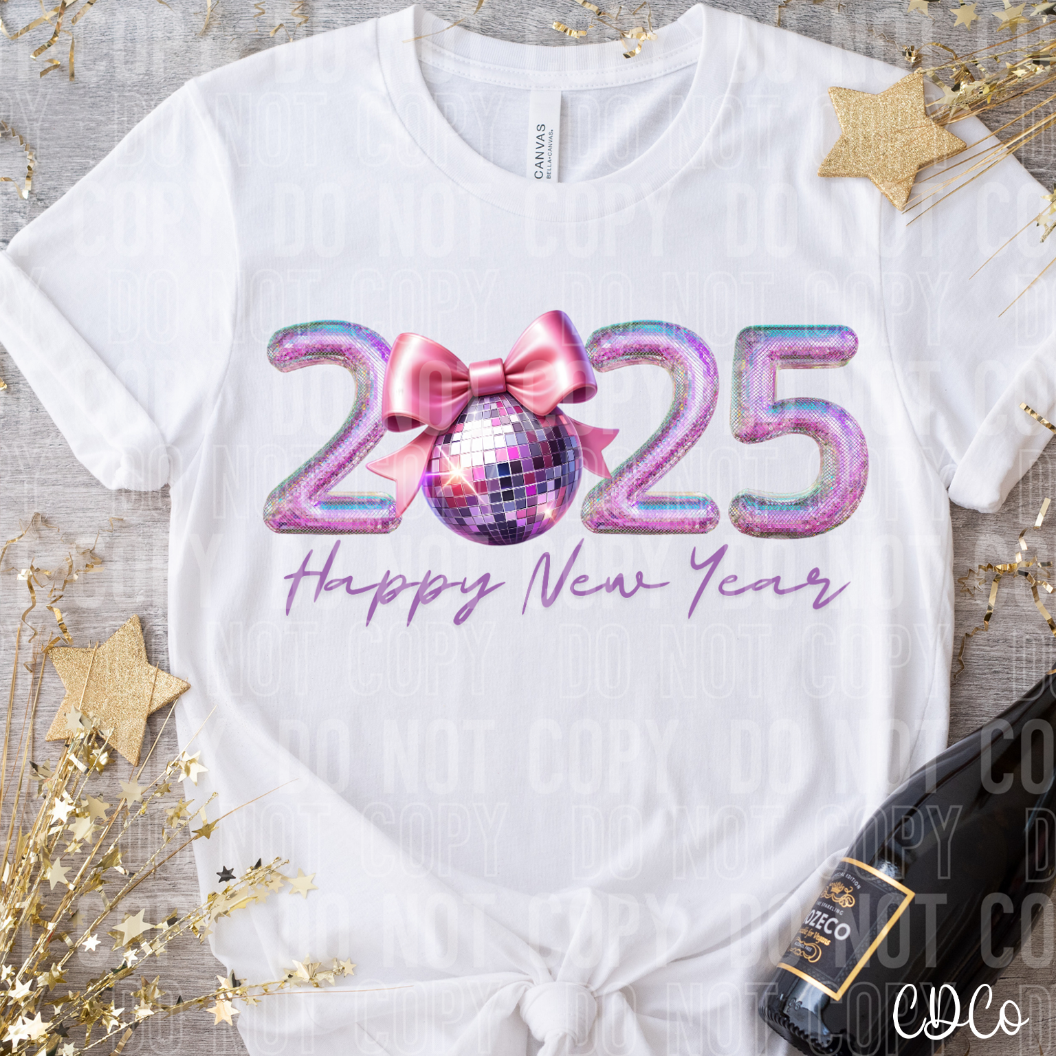 2025 Happy New Year Disco Faux Accents 3008 DTF