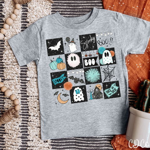 Spooky Checkers In Blue - 7631 DTF