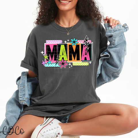 Mama Checkered Bolts Flowers Stars DTF