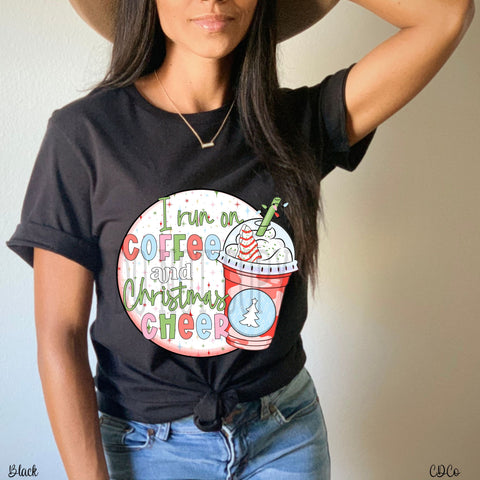 I Run on Coffee And Christmas Cheer Round DTF