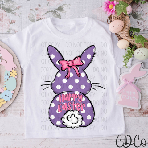 Happy Easter Polka Girl Purple 4044 DTF