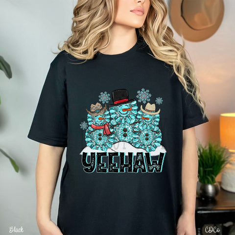 Yeehaw Turquoise Snowmen DTF