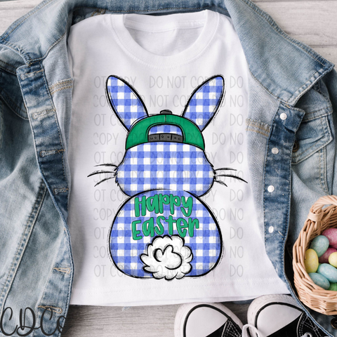Happy Easter Checkered Boy Blue 4045 DTF