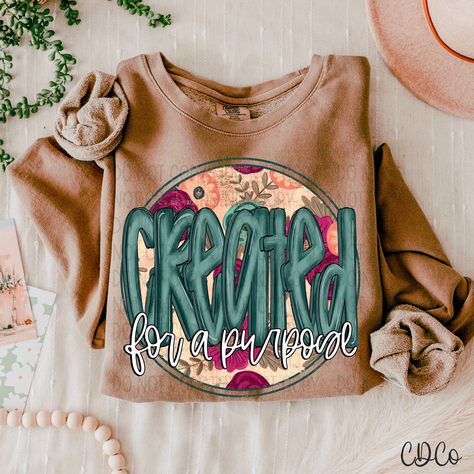 Created For a Purpose Teal Floral Round 3345 DTF