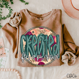 Created For a Purpose Teal Floral Round 3345 DTF