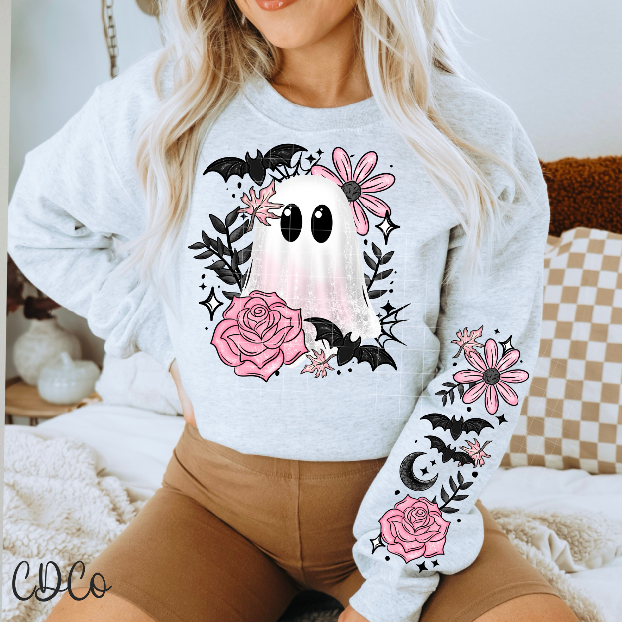 Light Pink Rose Ghost w/Sleeve (adult sleeve 3x9) 4898 DTF