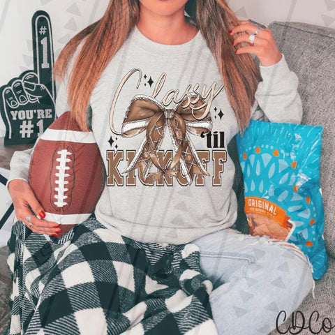 Classy Til Kickoff Bow Football DTF