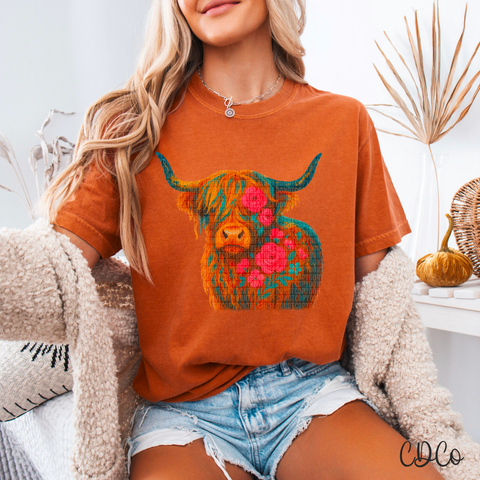Floral Cow DTF 4234