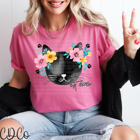 Cat Mom Face Floral 4101 DTF