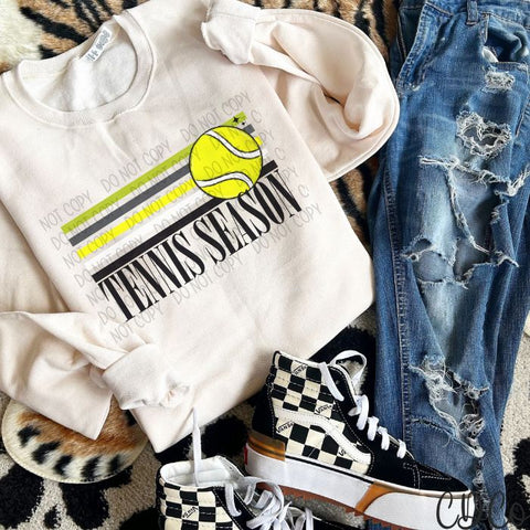 Tennis Season Retro Stripe Ball DTF