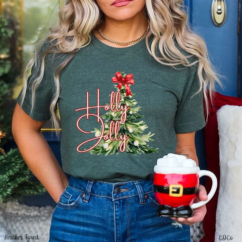 Holly Jolly Tree Red Bow 2227 DTF