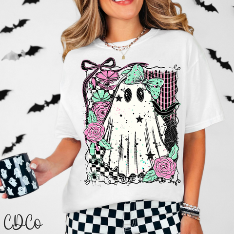 Pastel Ghost Green Bow Checks Stripes 7073 DTF