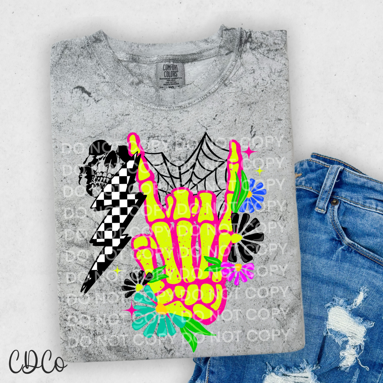 Rock On Skelly Hand Bright 4549 DTF