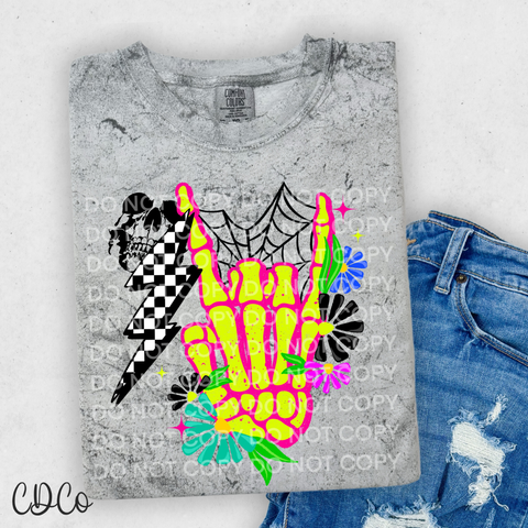 Rock On Skelly Hand Bright 4549 DTF