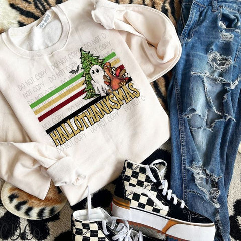 Hallothanksmas Retro Striped DTF