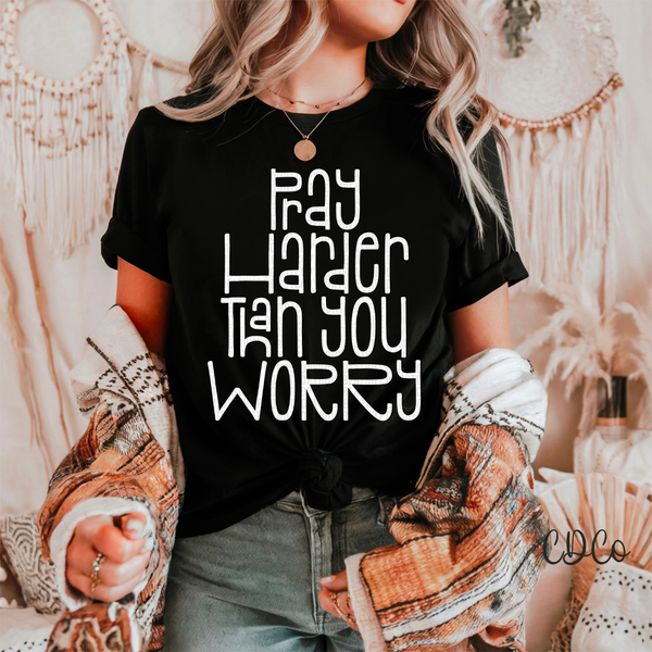 Pray Harder / White 4392 DTF