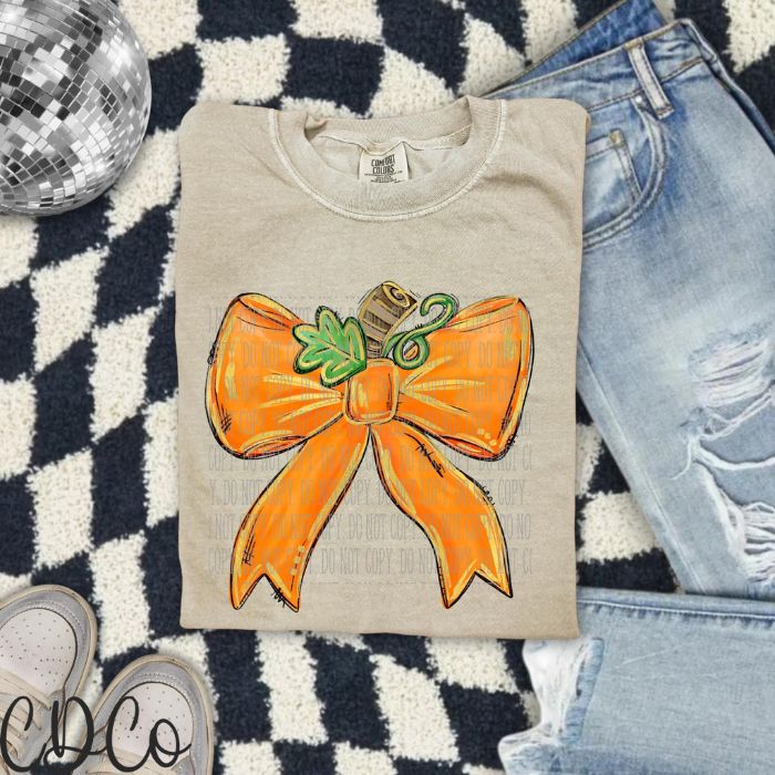 Orange Pumpkin Bow DTF