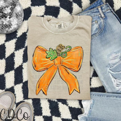 Orange Pumpkin Bow DTF