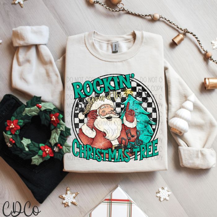 Checkered Round Rockin Around The Christmas Tree 2195 DTF