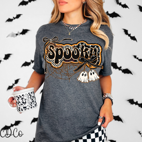 Spooky Bow Web Leopard Orange 7075 DTF