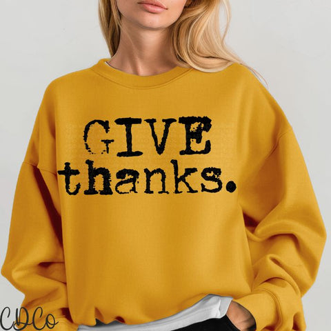 Give Thanks Text Black DTF