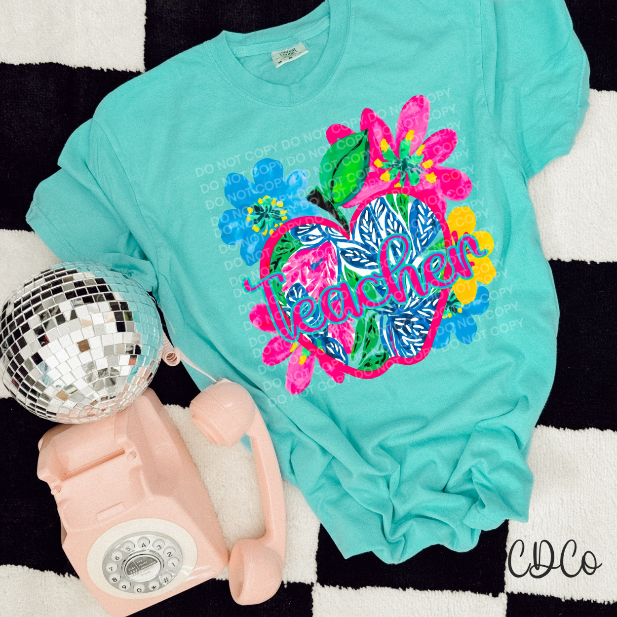 Teacher Floral Apple 4569 DTF