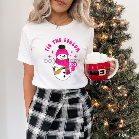 Tis The Season Pink Cup Snowman DTF