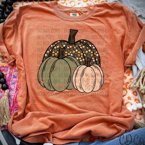 Distressed Fall Pumpkin Trio DTF