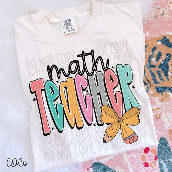 Pencil School Bows Teacher 1/2 DTF