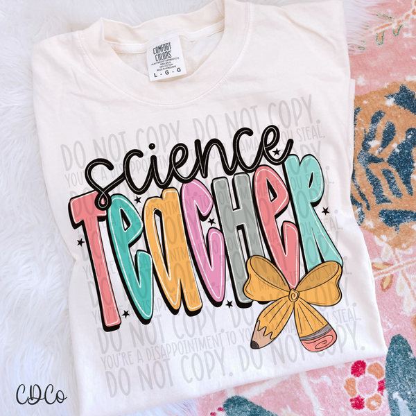 Pencil School Bows Teacher 1/2 DTF