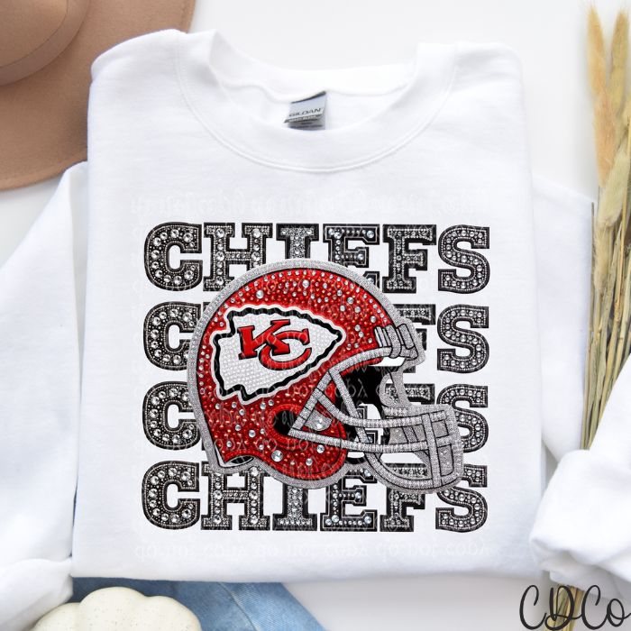 KC Stacked Faux Bling Helmet DTF