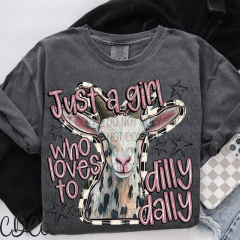 Goat Just a Girl Who Loves to Dilly Dally 4137 DTF