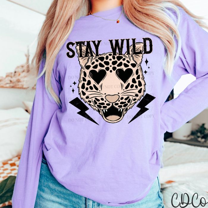 Stay Wild Leopard w Bolts DTF