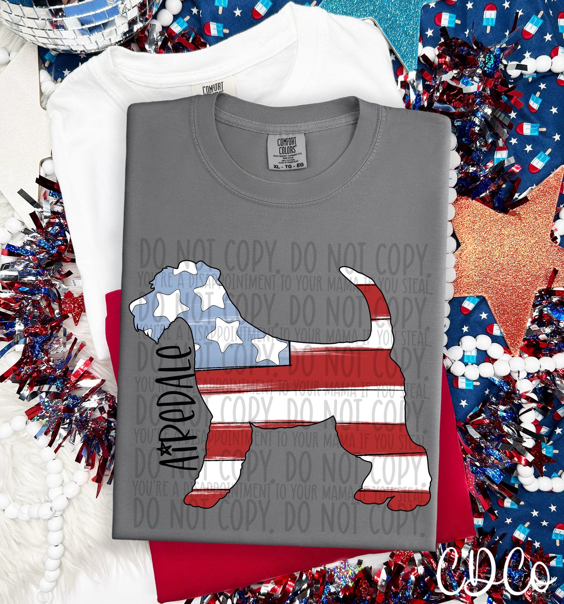 Patriotic Dog Black Text 1 of 7 DTF
