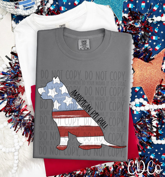 Patriotic Dog Black Text 1 of 7 DTF