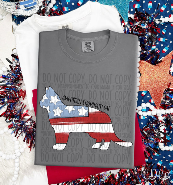 Patriotic Cat Black Text 1 of 1 DTF