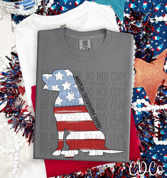 Patriotic Dog Black Text 1 of 7 DTF