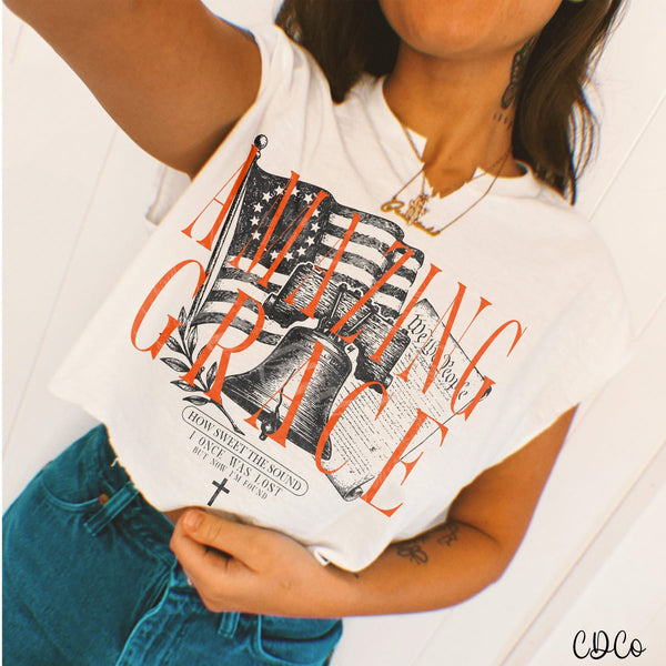 Amazing Grace Flag Bell We the People 10493 DTF - Chase Design Co.
