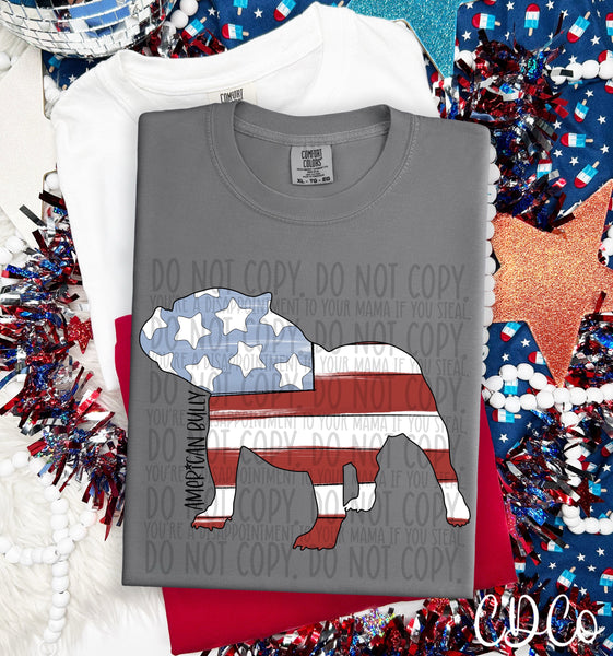 Patriotic Dog Black Text 1 of 7 DTF