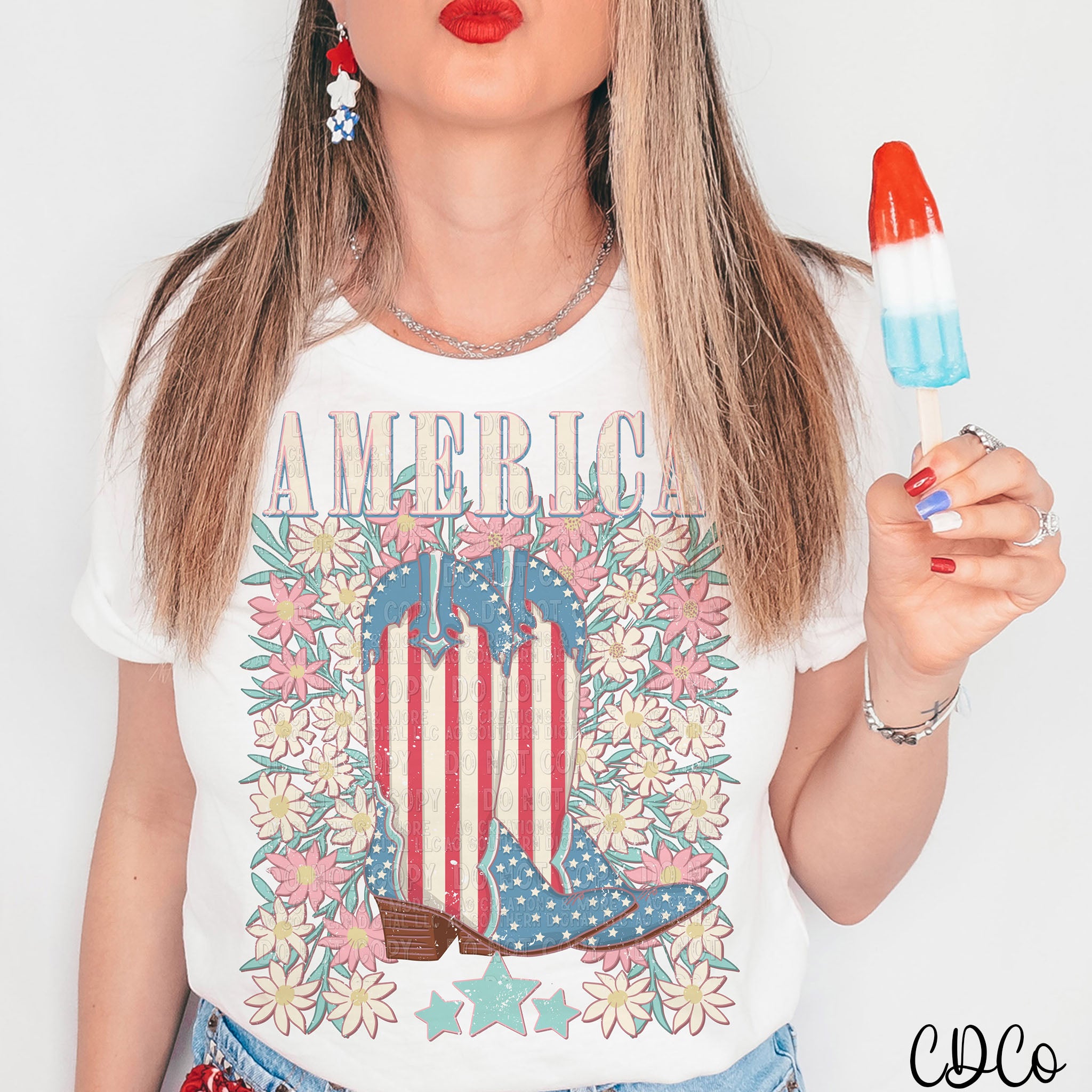 America Floral Boots DTF