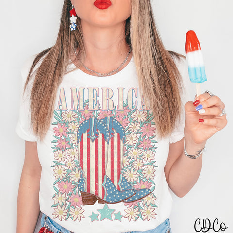 America Floral Boots DTF
