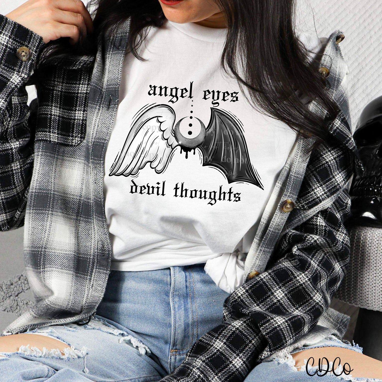 Angel Eyes Devil Thoughts DTF