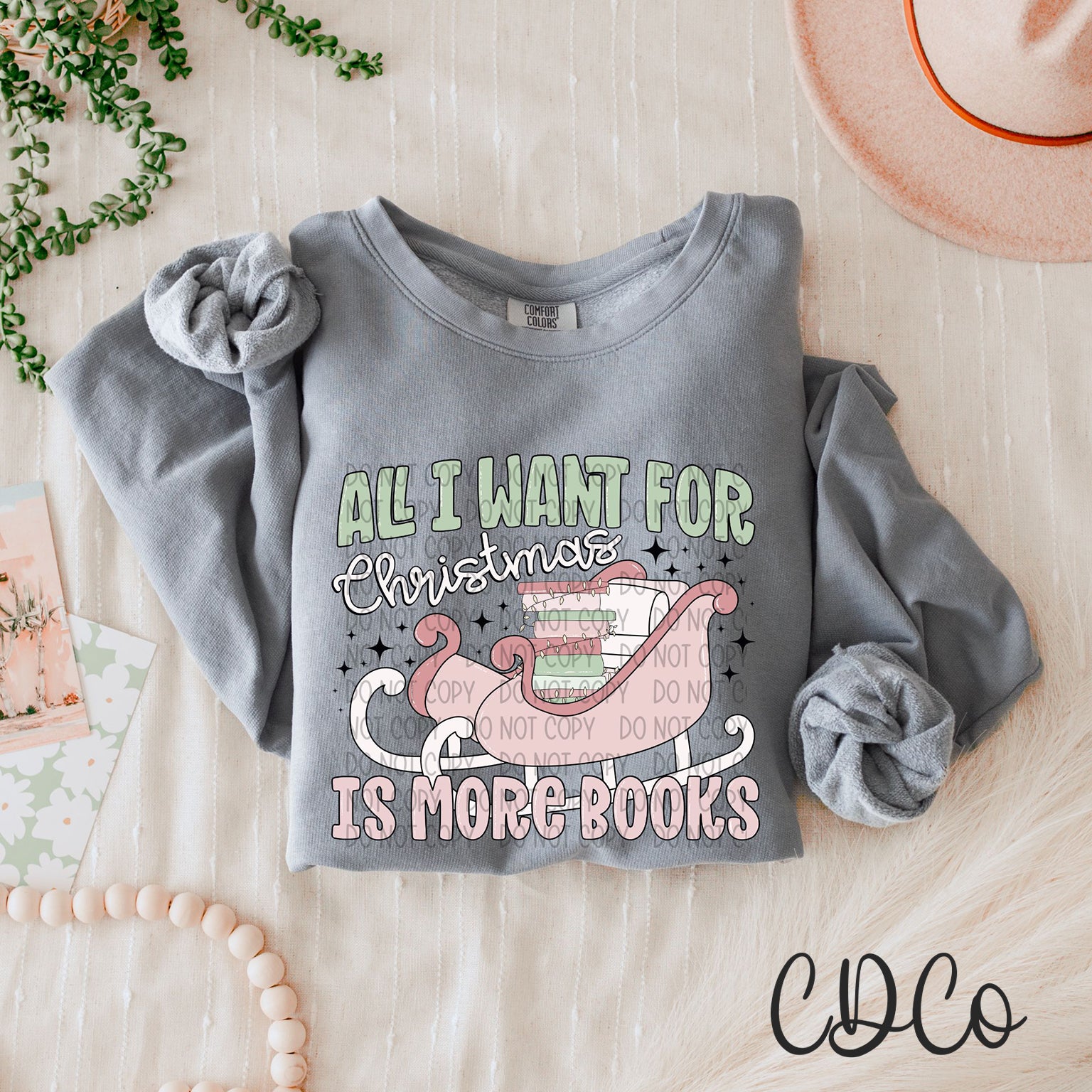 Pink All I Want For Christmas Is More Books 2210 DTF