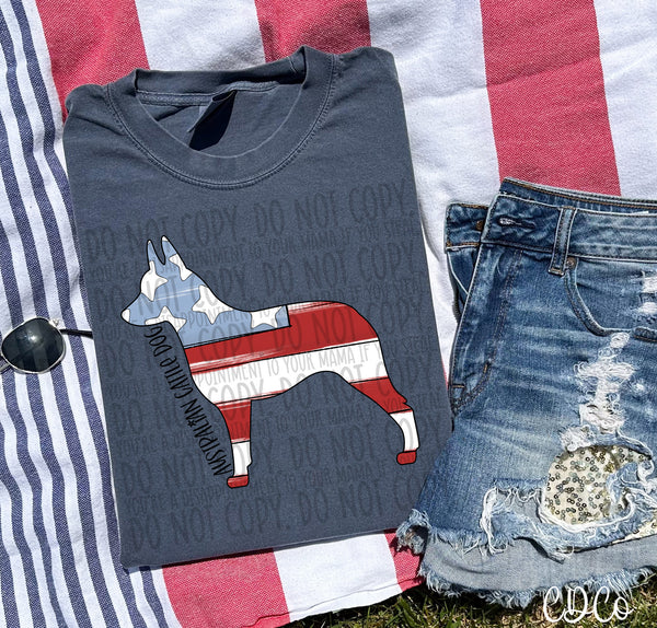Patriotic Dog Black Text 1 of 7 DTF