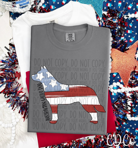 Patriotic Dog Black Text 1 of 7 DTF