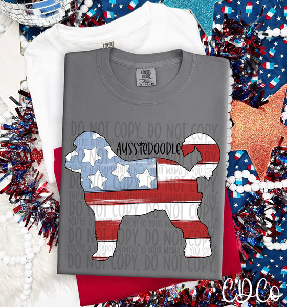 Patriotic Dog Black Text 1 of 7 DTF