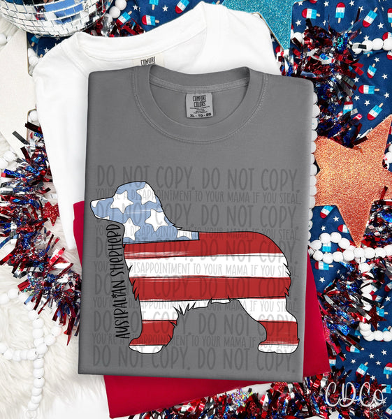 Patriotic Dog Black Text 7 of 7 DTF